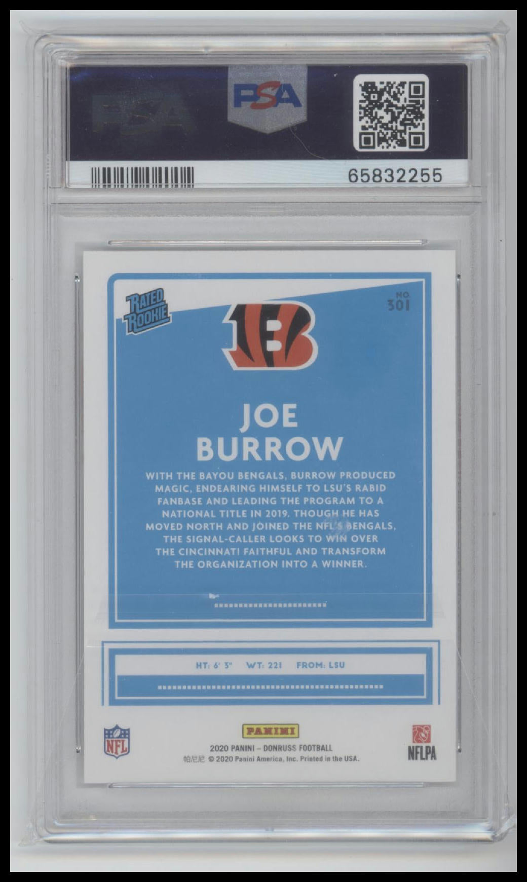 2020 Panini Donruss Joe Burrow 10 PSA #301
