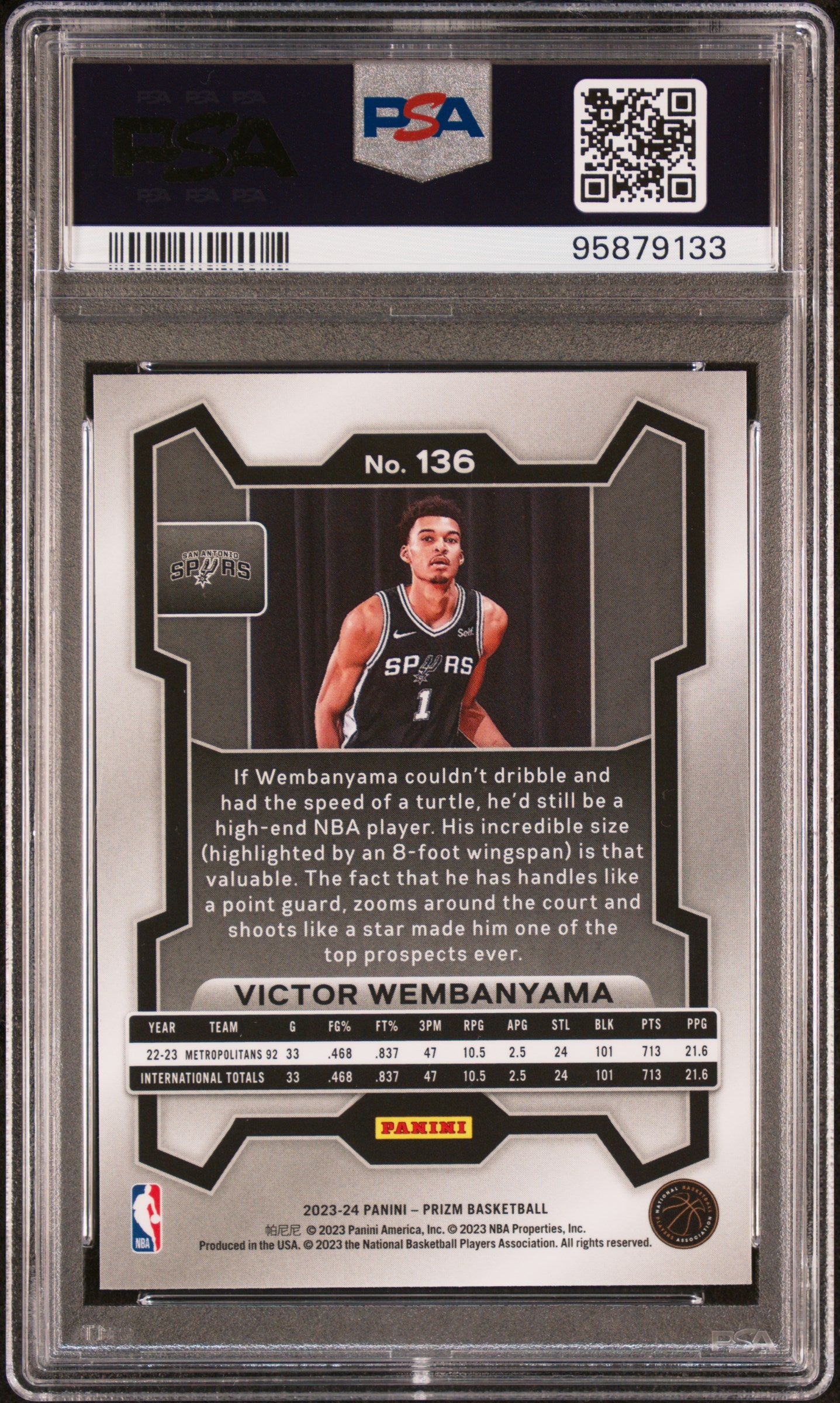 2023 Panini Prizm Victor Wembanyama 8 PSA #136