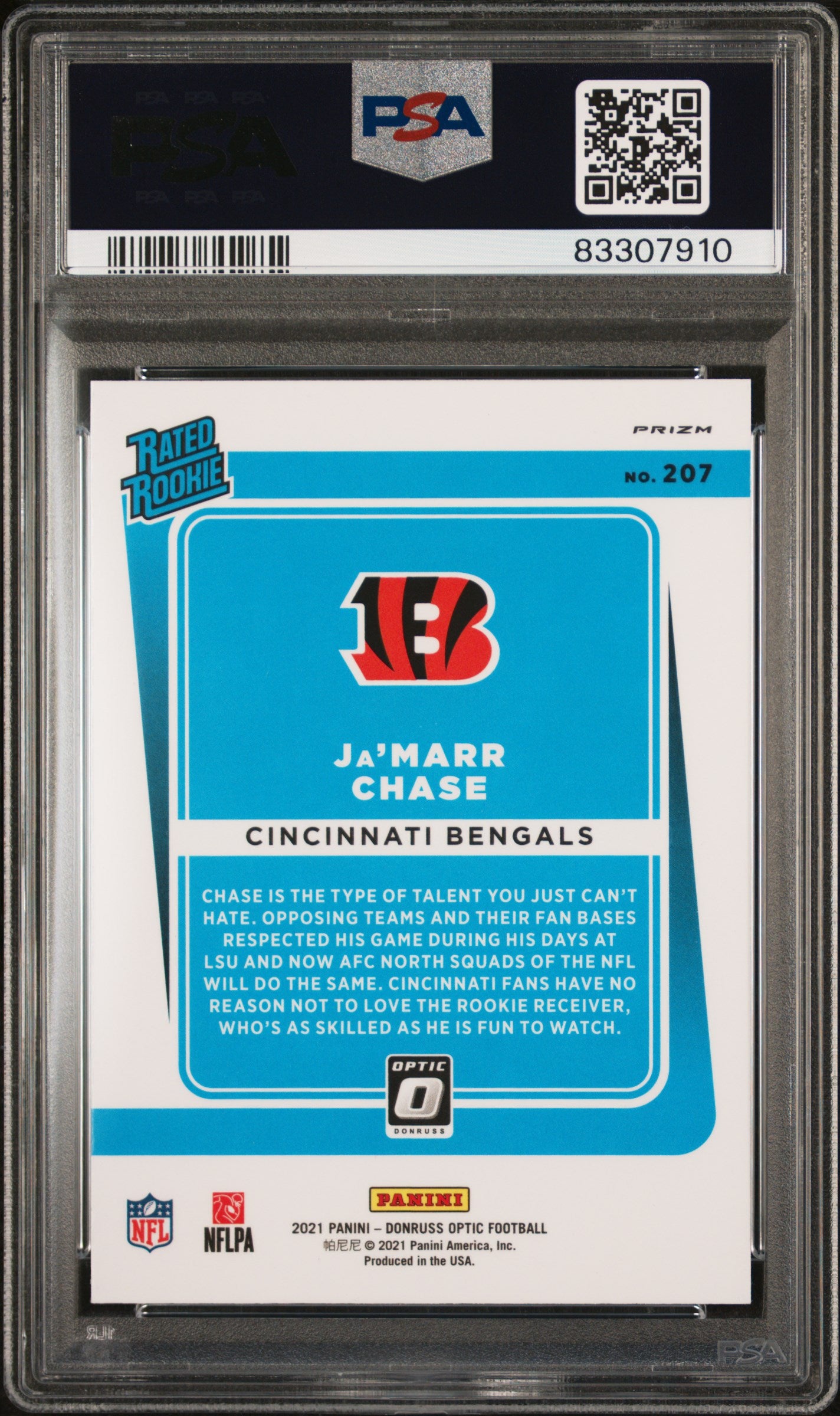 2021 Panini Donruss Optic Purple Shock Ja'Marr Chase 8 PSA #207