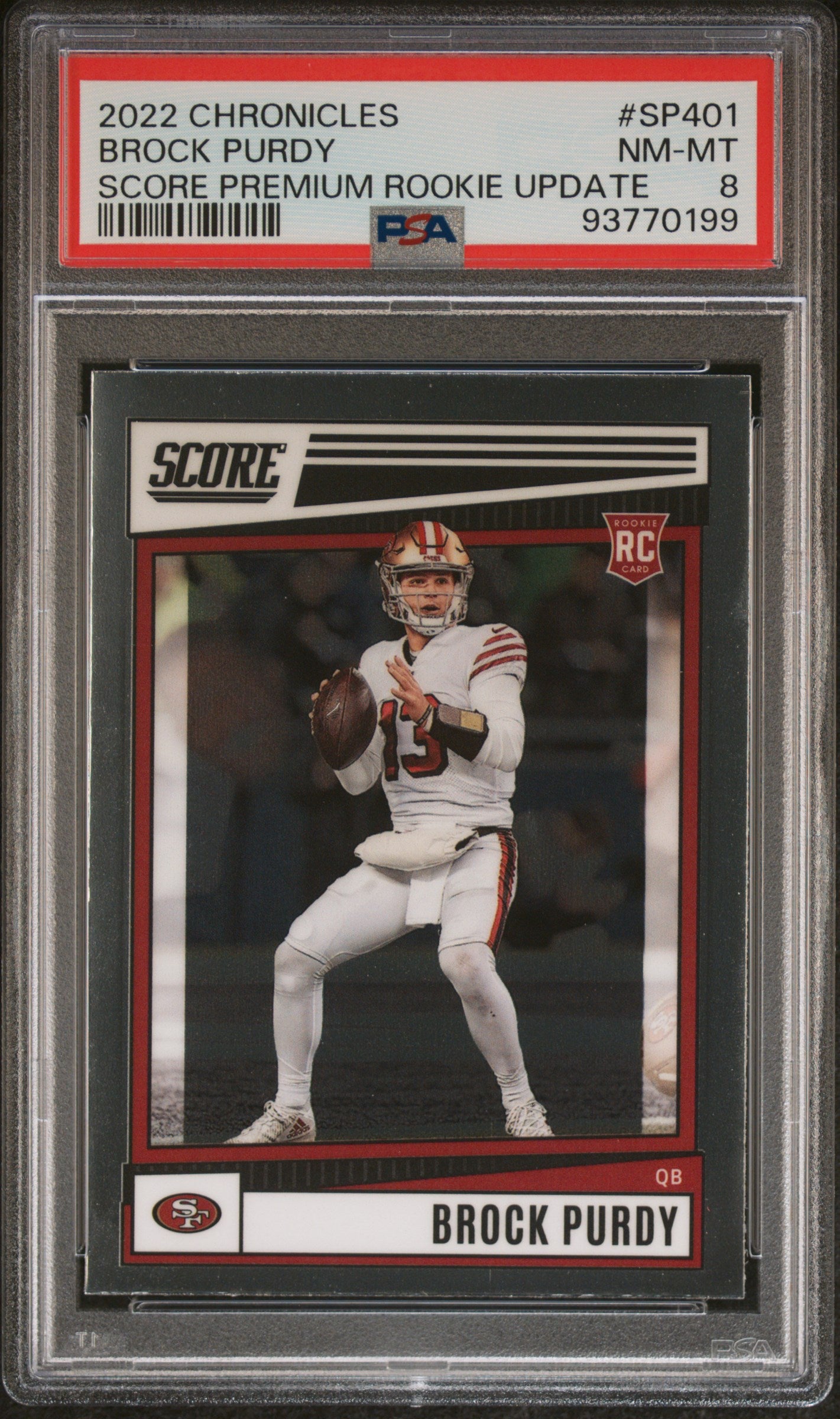 2022 Chronicles Score Premium Rookies Update Brock Purdy 8 PSA #SP401