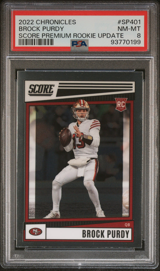 2022 Chronicles Score Premium Rookies Update Brock Purdy 8 PSA #SP401