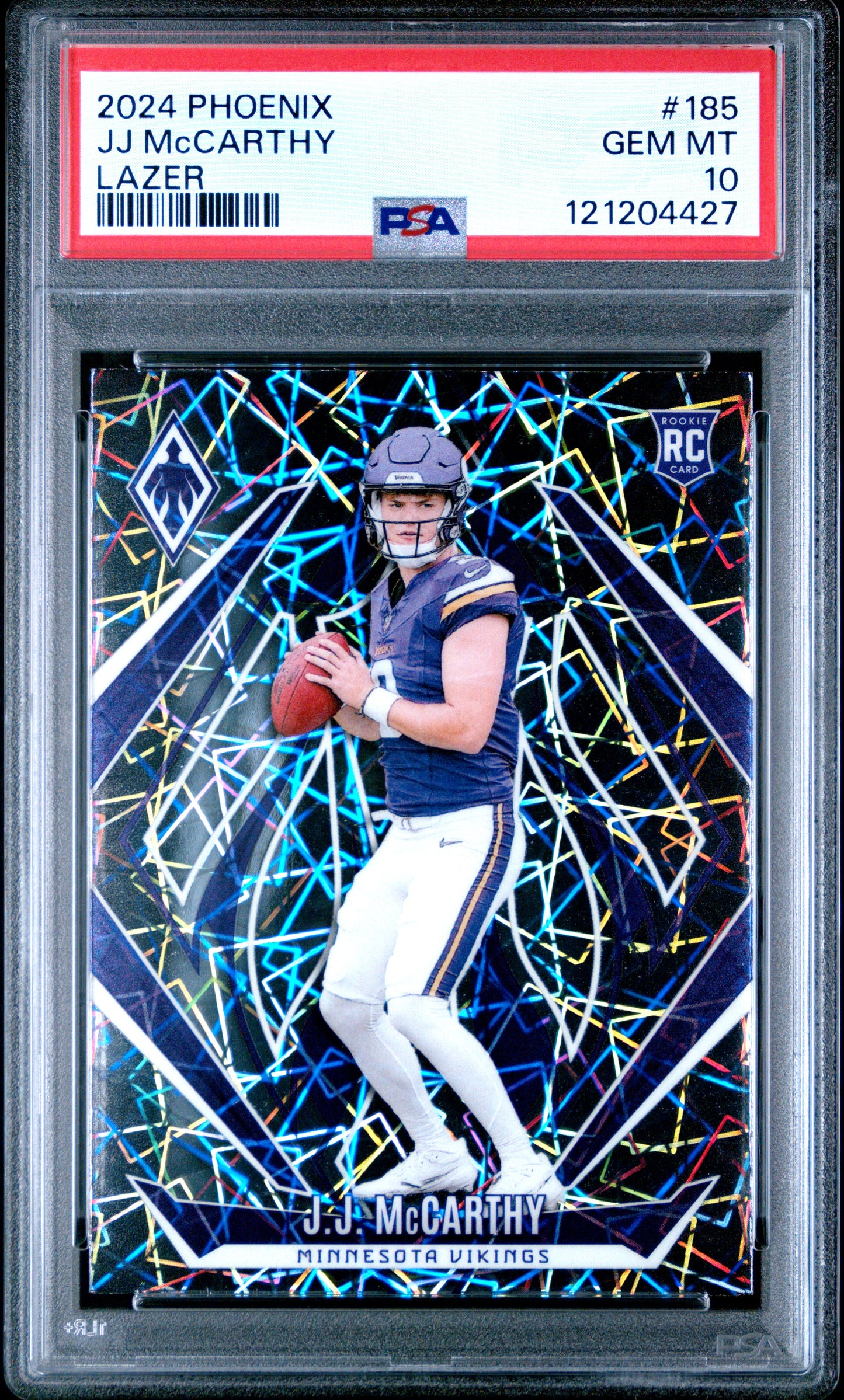 2024 Panini Phoenix Lazer Jj Mccarthy 10 PSA #185