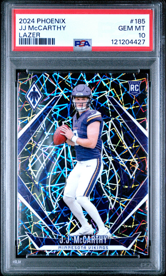 2024 Panini Phoenix Lazer Jj Mccarthy 10 PSA #185