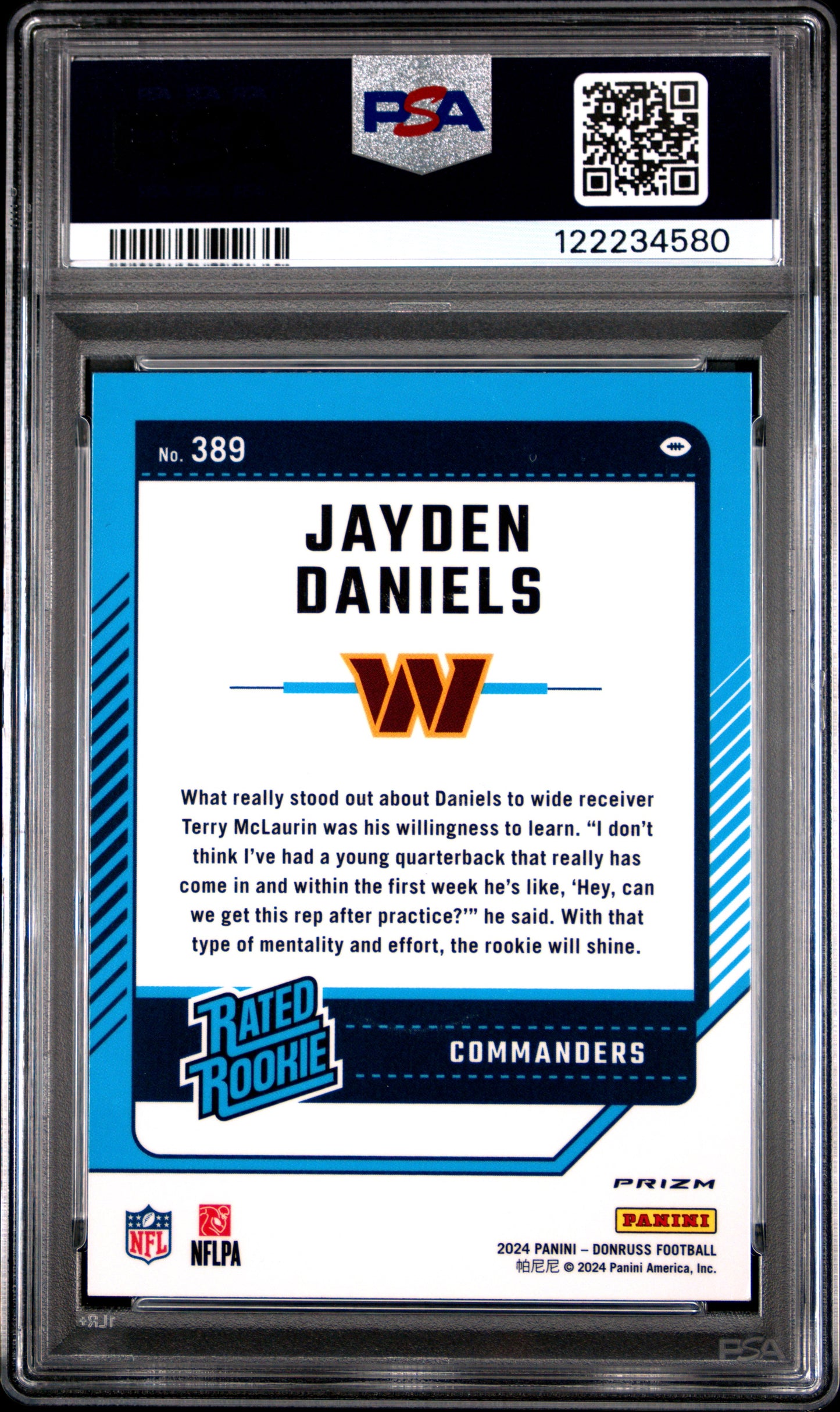 2024 Panini Donruss Optic Preview-Pink Jayden Daniels 10 PSA #389