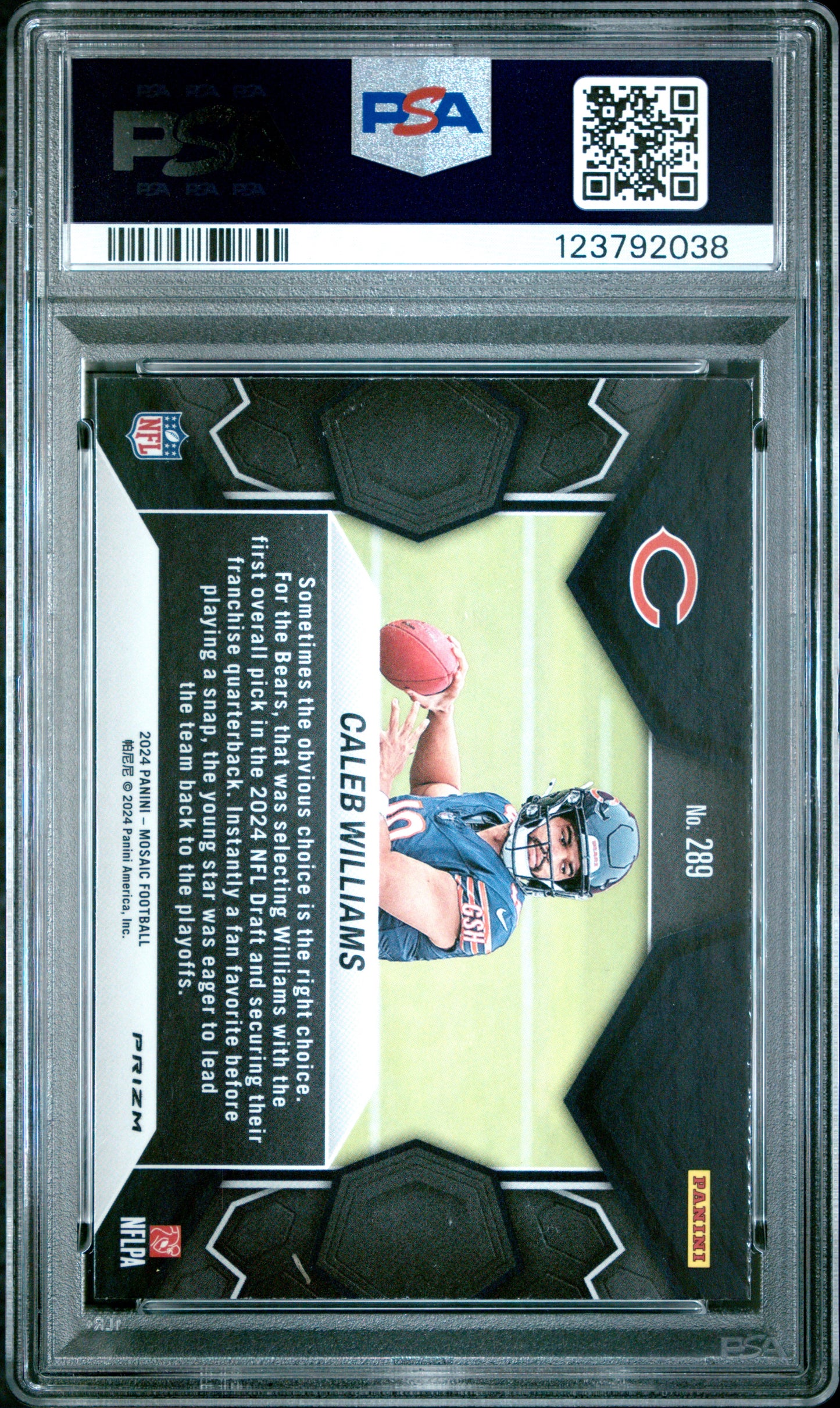 2024 Panini Mosaic Reactive Blue Caleb Williams 10 PSA #289