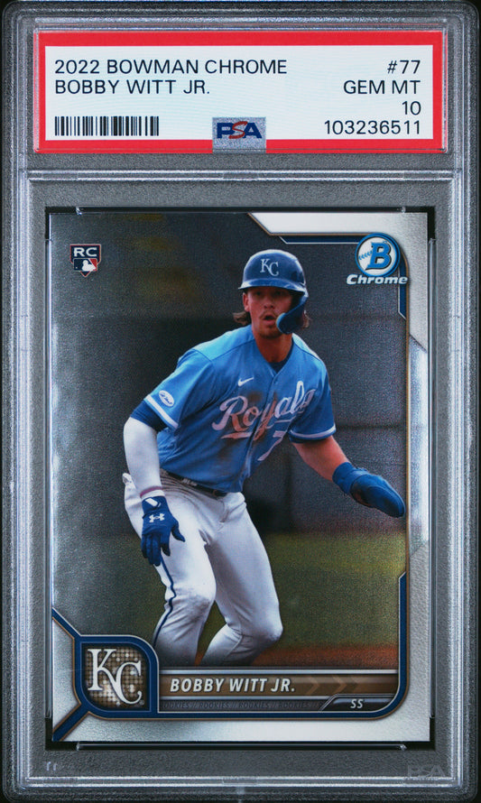 2022 Bowman Chrome Bobby Witt Jr. 10 PSA #77