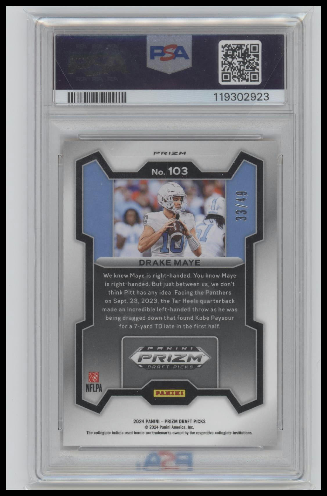 2024 Panini Prizm Draft Picks Orange Pulsar Drake Maye 10 PSA #103