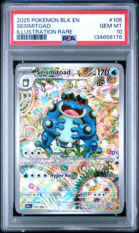 2025 Pokemon Blk En-Black Bolt Illustration Rare Seismitoad 10 PSA #105