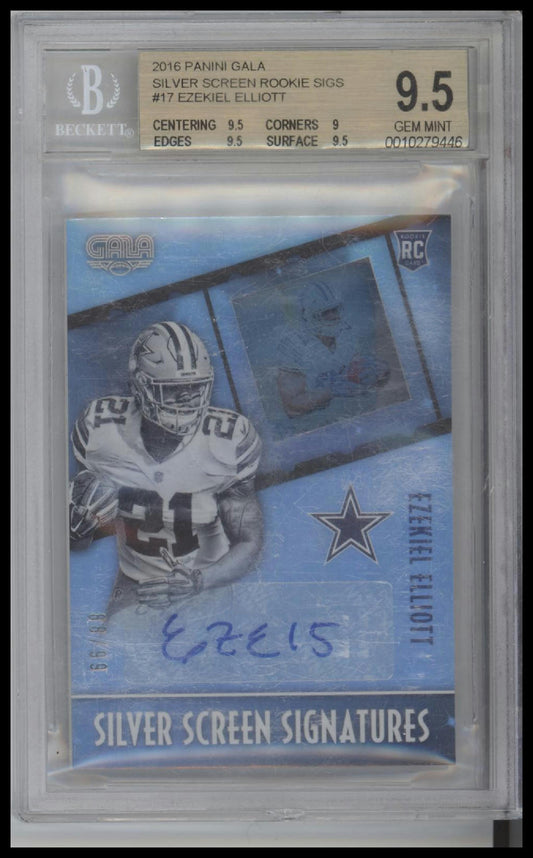 2016 Panini Gala Silver Screen Rookie Signatures Ezekiel Elliott 9.5 BGS #17