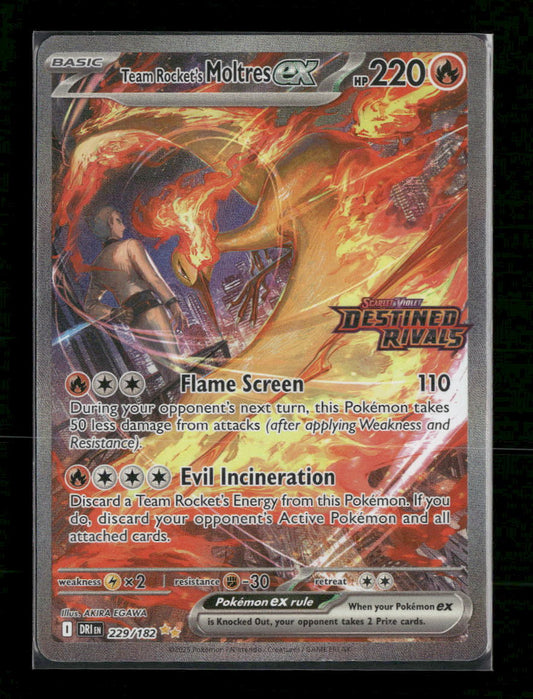 SV10: Destined Rivals Team Rocket's Moltres ex Holo #229/182 stamped