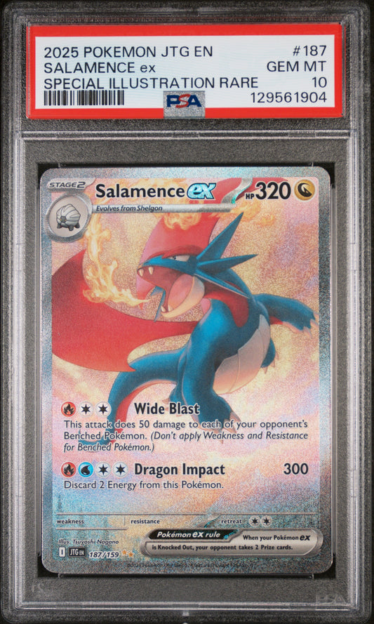 2025 Pokemon Journey Together Special Illustration Rare Salamence Ex 10 PSA #187