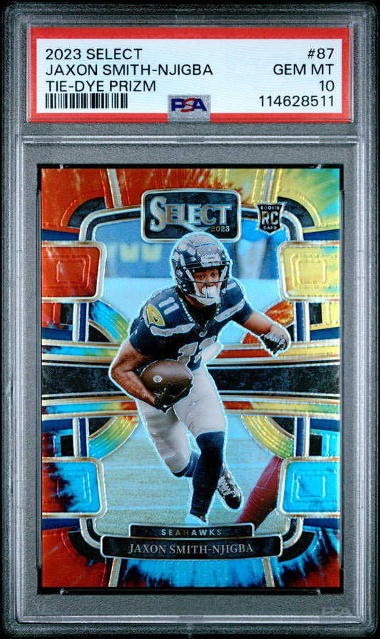 2023 Panini Select Tie-Dye Prizm Rookie Jaxon Smith-Njigba 10 PSA #87