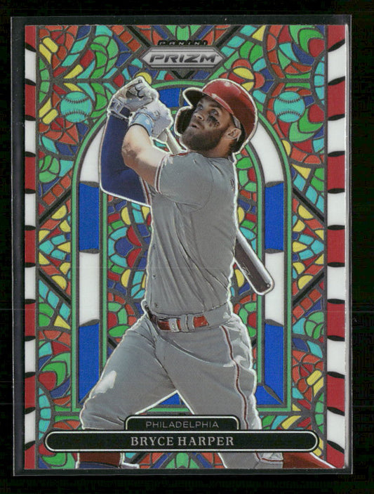 2022 Panini Prizm Stained Glass Red/White/Blue Prizm Bryce Harper #SG-4