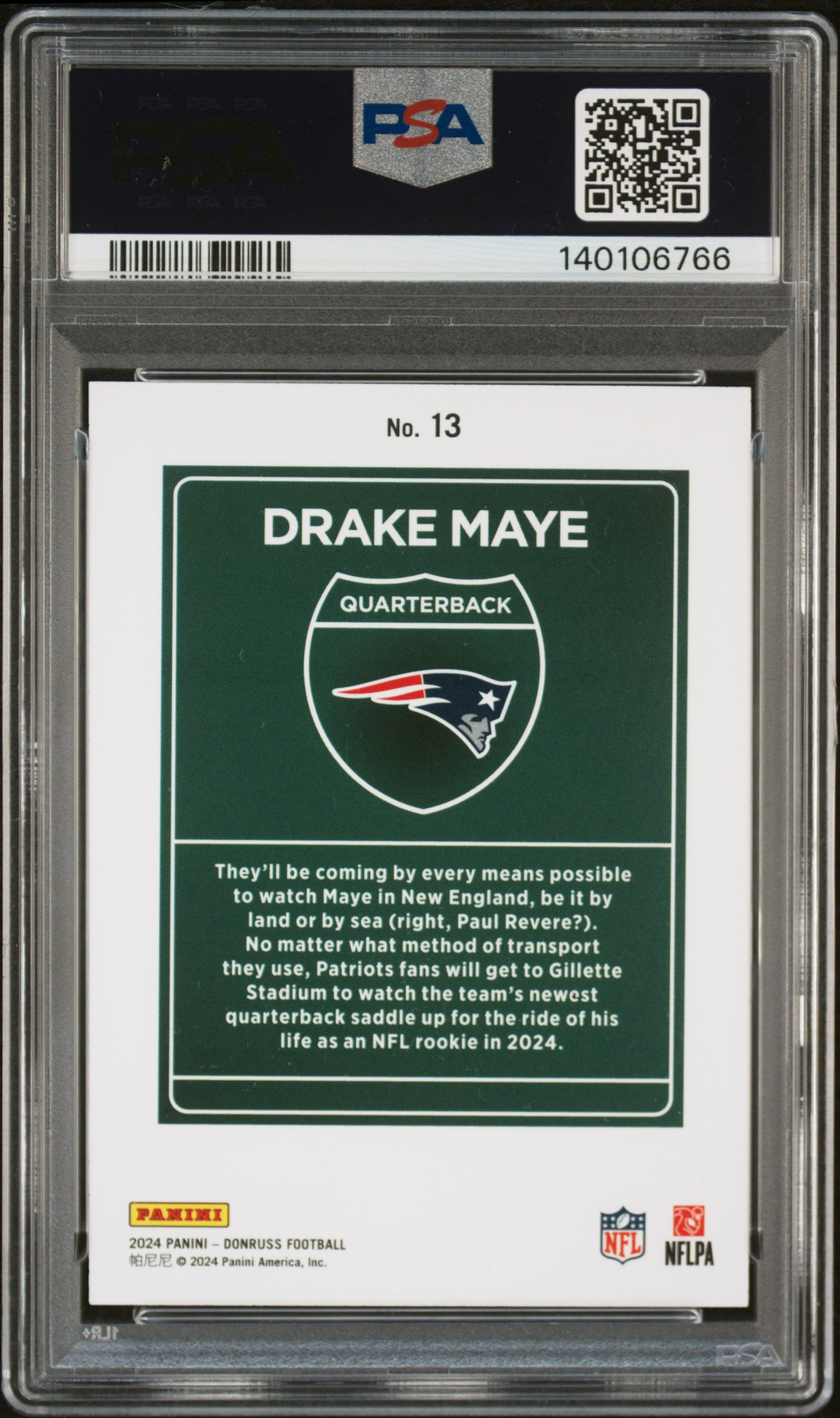2024 Panini Donruss Downtown! Drake Maye 8 PSA #13