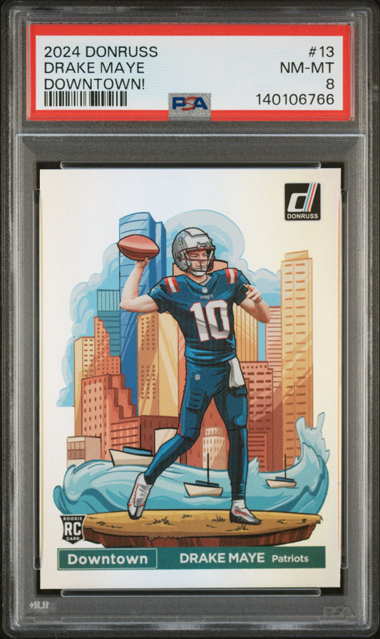 2024 Panini Donruss Downtown! Drake Maye 8 PSA #13