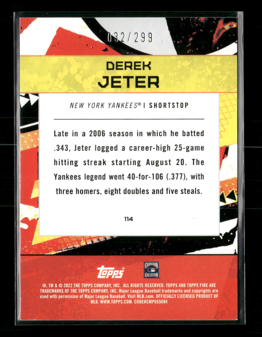 2022 Topps Fire Orange Derek Jeter #/299 #114