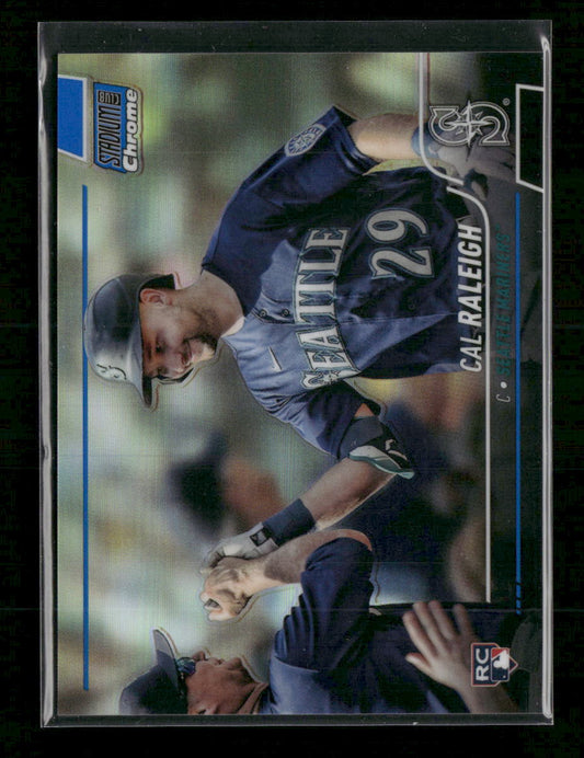 2022 Stadium Club Chrome Blue #/199 Cal Raleigh Rookie #255