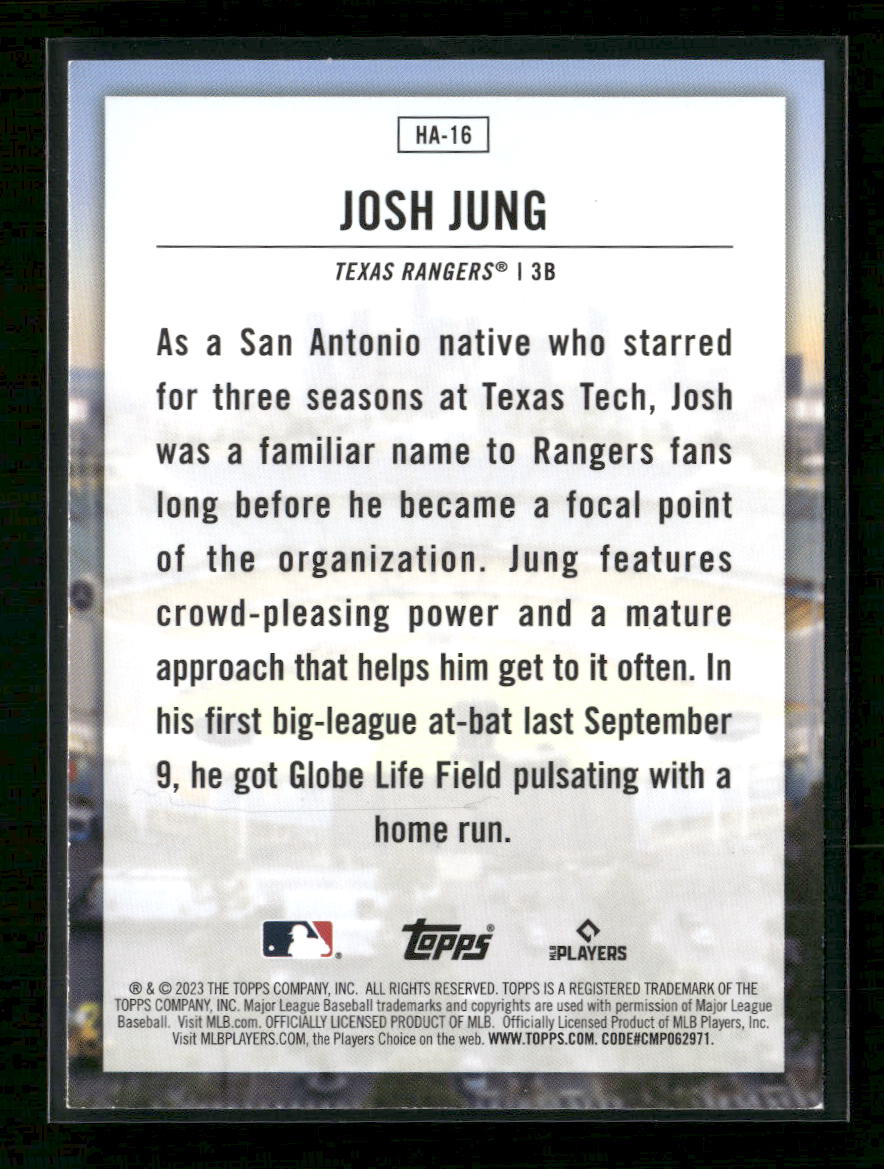 2023 Topps Home Field Advantage Josh Jung #HA-16