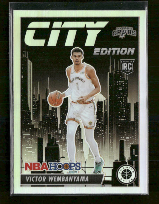 2023-24 Hoops Premium Stock City Edition Silver Prizm Victor Wembanyama #25