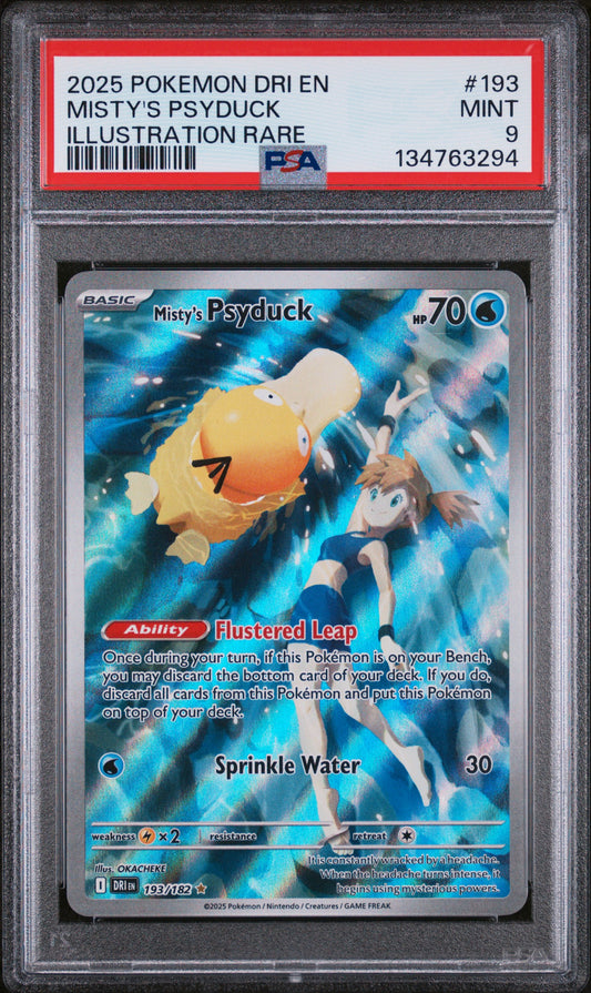 2025 Pokemon Dri En-Destined Rivals Illustration Rare Misty'S Psyduck 9 PSA #193