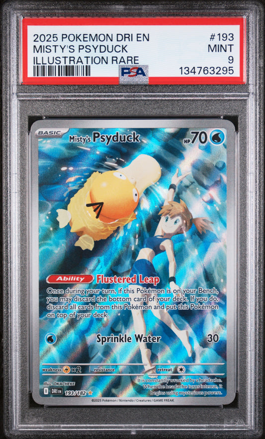 2025 Pokemon Dri En-Destined Rivals Illustration Rare Misty'S Psyduck 9 PSA #193
