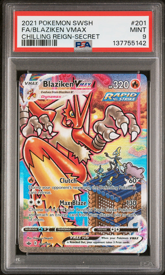 Sword & Shield Chilling Reign Chilling Reign-Secret Fa/Blaziken Vmax 9 PSA #201