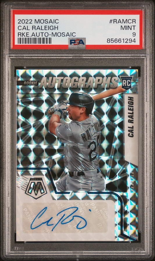 2022 Panini Mosaic Rookie Autographs Rke.Auto-Mosaic Cal Raleigh 9 PSA #RAMCR