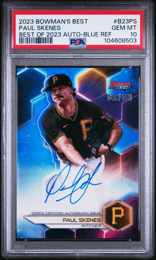 2023 Bowman'S Best Best Of 2023 Autographs Blue Ref Paul Skenes 10 PSA #B23PS