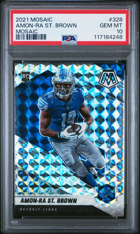 2021 Panini Mosaic Mosaic Amon-Ra St. Brown 10 PSA #328