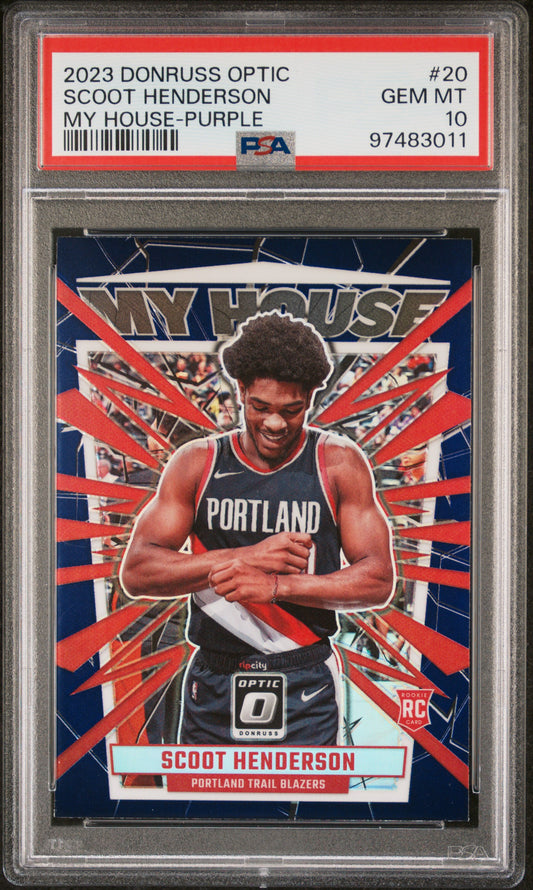 2023 Panini Donruss Optic My House My House-Purple Scoot Henderson 10 PSA #20