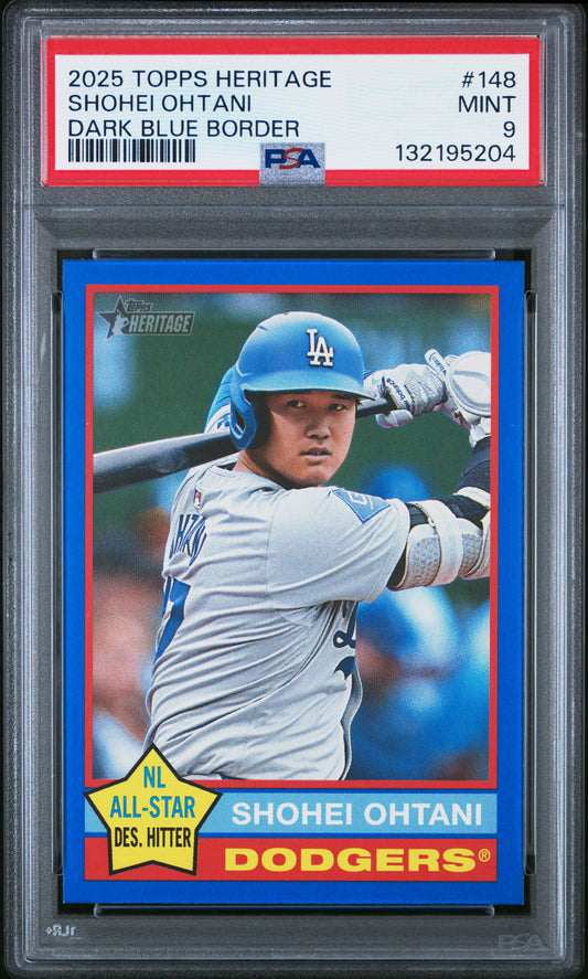 2025 Topps Heritage Dark Blue Border Shohei Ohtani 9 PSA #148