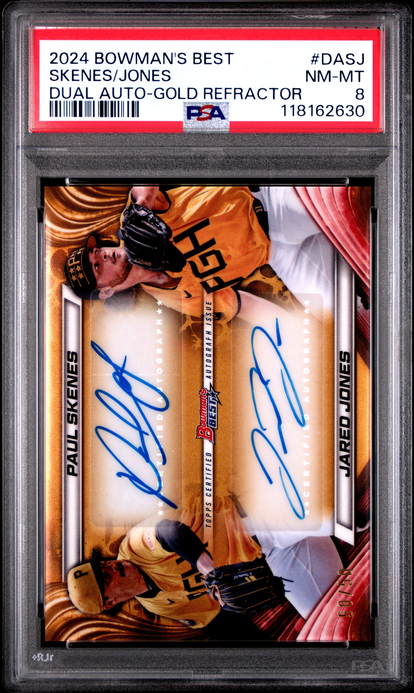 2024 Bowman'S Best Dual Auto-Gold Refractor Skenes/Jones 8 PSA #DASJ