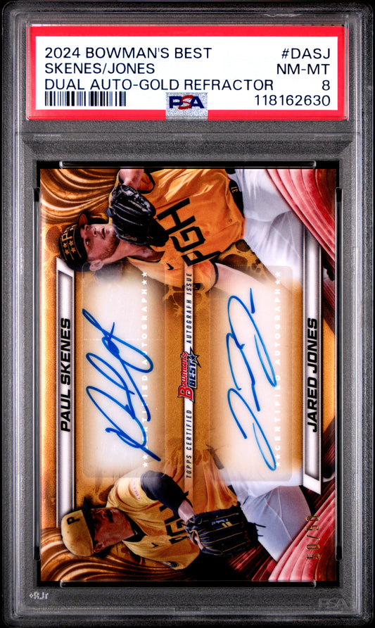 2024 Bowman'S Best Dual Auto-Gold Refractor Skenes/Jones 8 PSA #DASJ