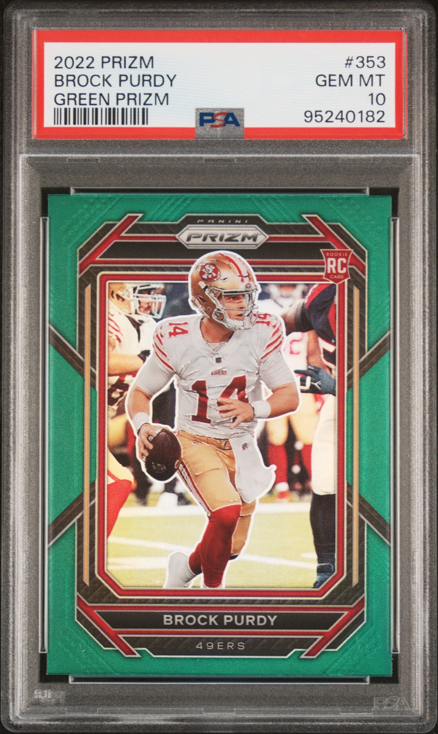 2022 Panini Prizm Green Prizm Brock Purdy 10 PSA #353