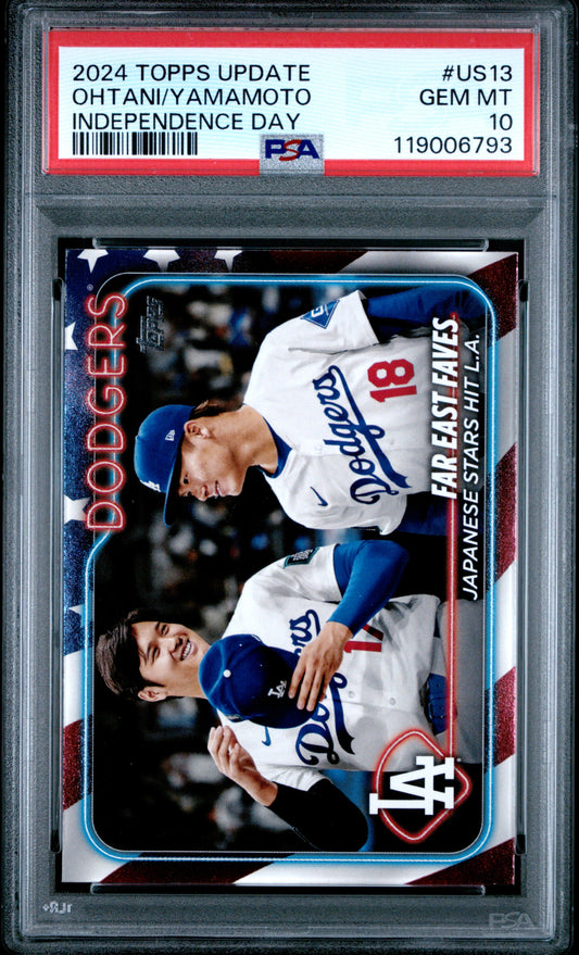 2024 Topps Update Independence Day Ohtani/Yamamoto 10 PSA #US13