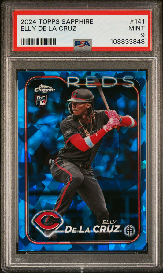 2024 Topps Chrome Sapphire Elly De La Cruz 9 PSA #141