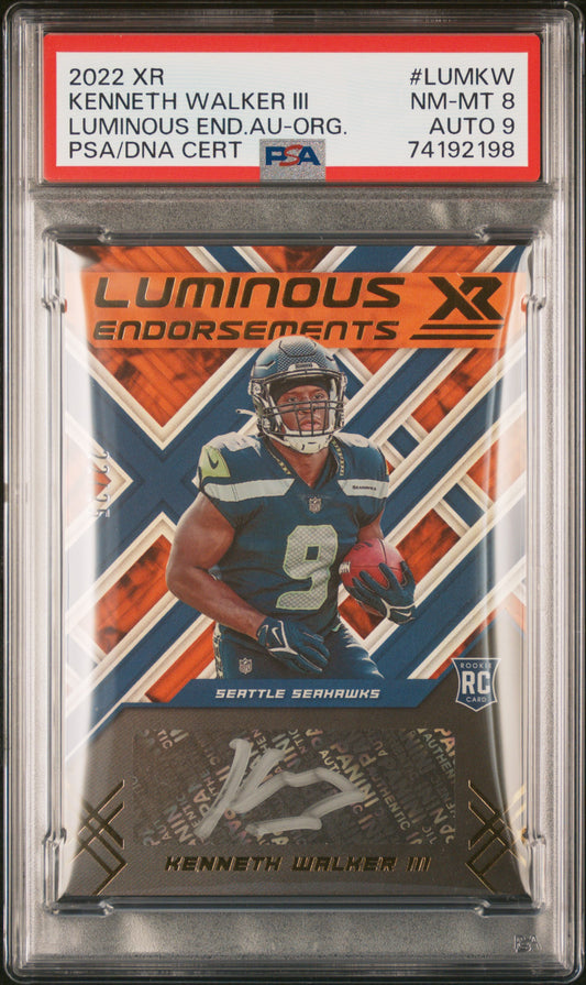 2022 Panini Xr Luminous End.Au-Org. Kenneth Walker Ill 8 Auto PSA #LUMKW
