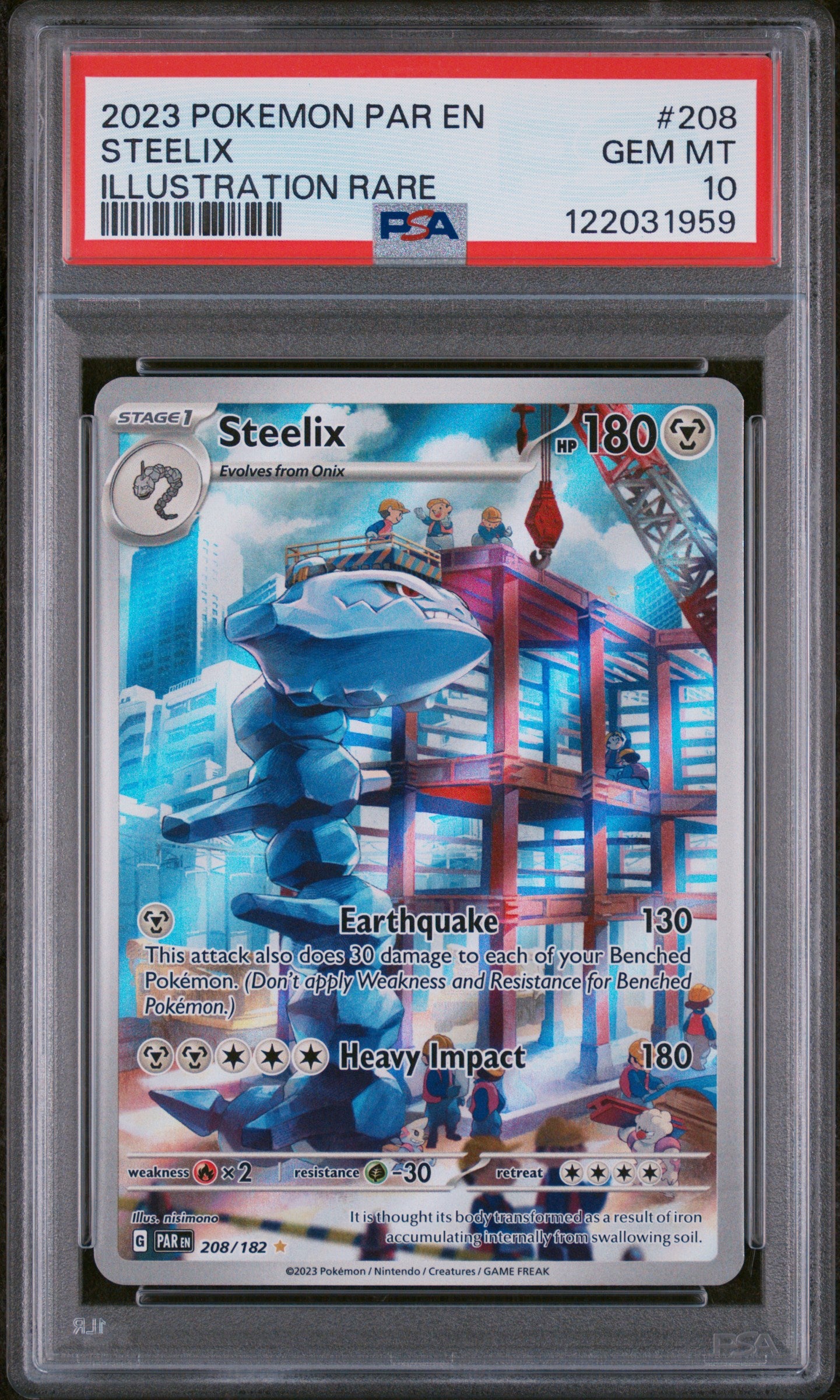 2023 Pokemon Par En-Paradox Rift Illustration Rare Steelix 10 PSA #208