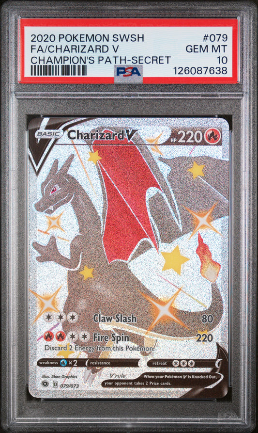 2020 Pokemon Champion's Path Secret Fa/Charizard V 10 PSA #079