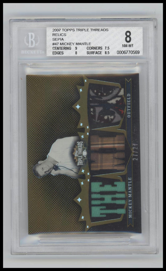 2007 Topps Triple Threads Relics Sepia Mickey Mantle 8.0 BGS #47