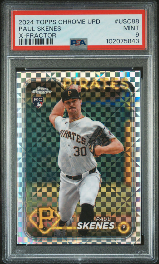 2024 Topps Chrome Update X-Fractor Paul Skenes 9 PSA #USC88