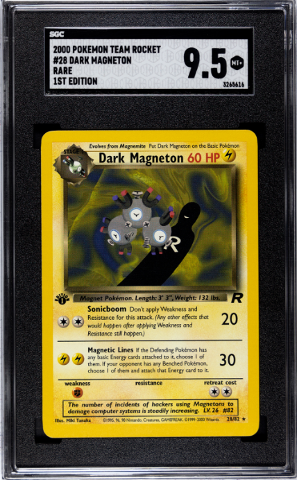 2000 Pokemon Team Rocket Rare 1st Ed. Dark Magneton 9.5 SGC #28