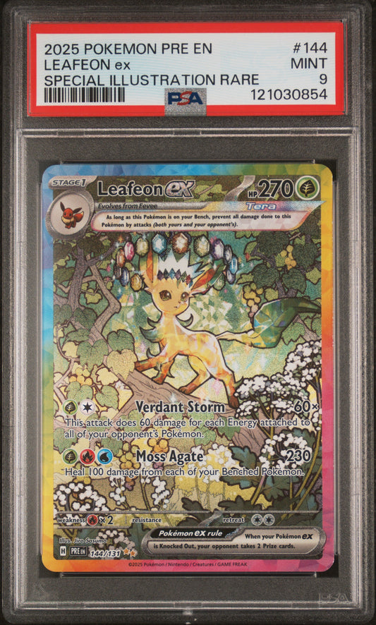 2025 Pokemon Pre En Special Illustration Rare Leafeon Ex 9 PSA #144