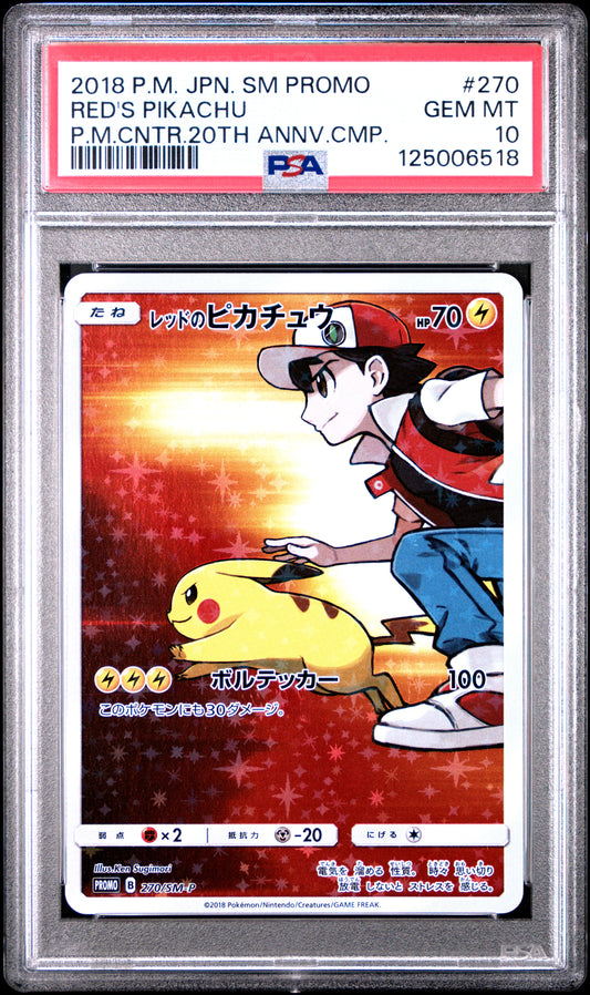 2018 Pokemon Japanese Sm Promo P.M.Cntr.20th Annv.Cmp. Red'S Pikachu 10 PSA #270