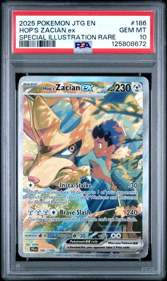2025 Pokemon Jtg En Special Illustration Rare Hop'S Zacian Ex 10 PSA #186