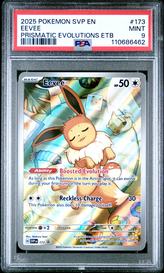 2025 Pokemon SVP EN Prismatic Evolutions Etb Eevee 9 PSA #173