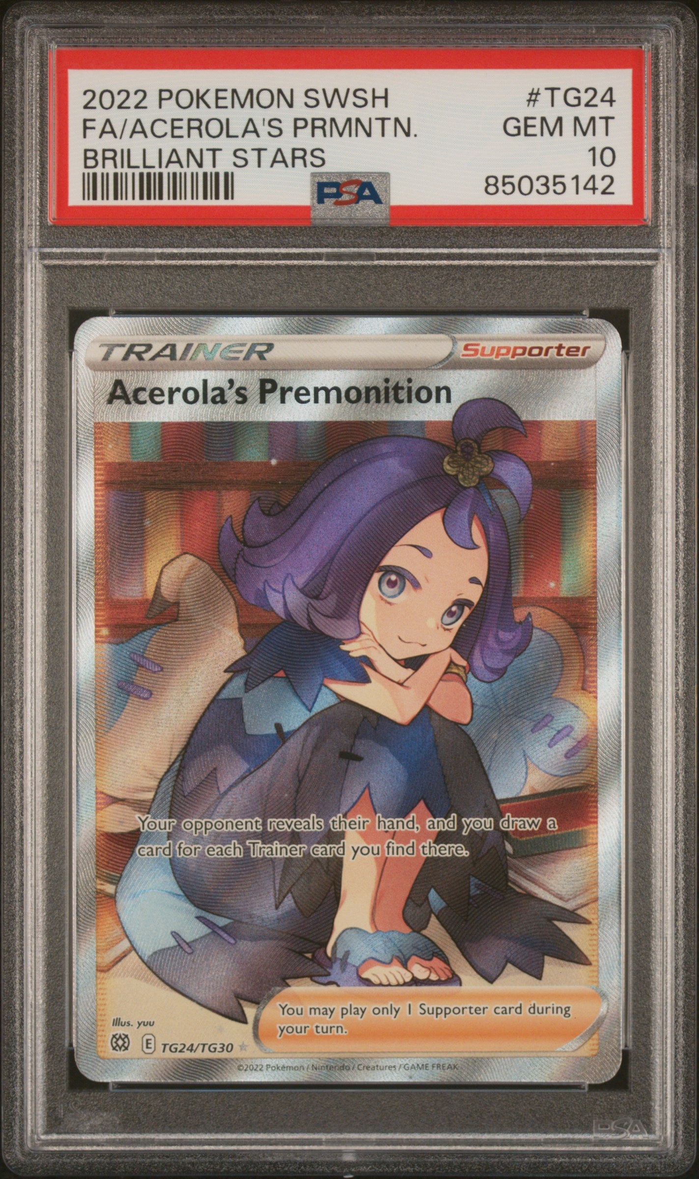 2022 Pokemon SWSH Brilliant Stars Fa/Acerola'S Prmntn. 10 PSA #TG24