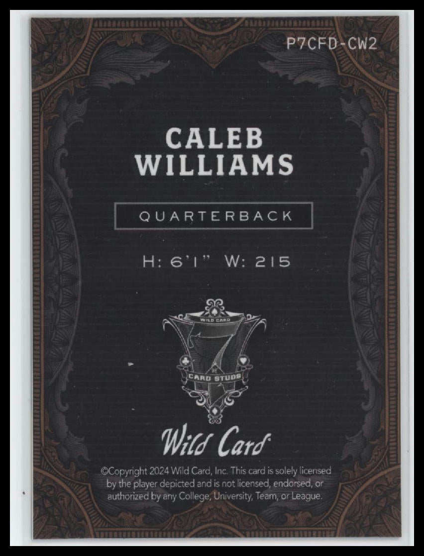 2024 Wild Card  Diamond Flourishes Rainbow Black Caleb Williams #/1 #P7CFD-CW2