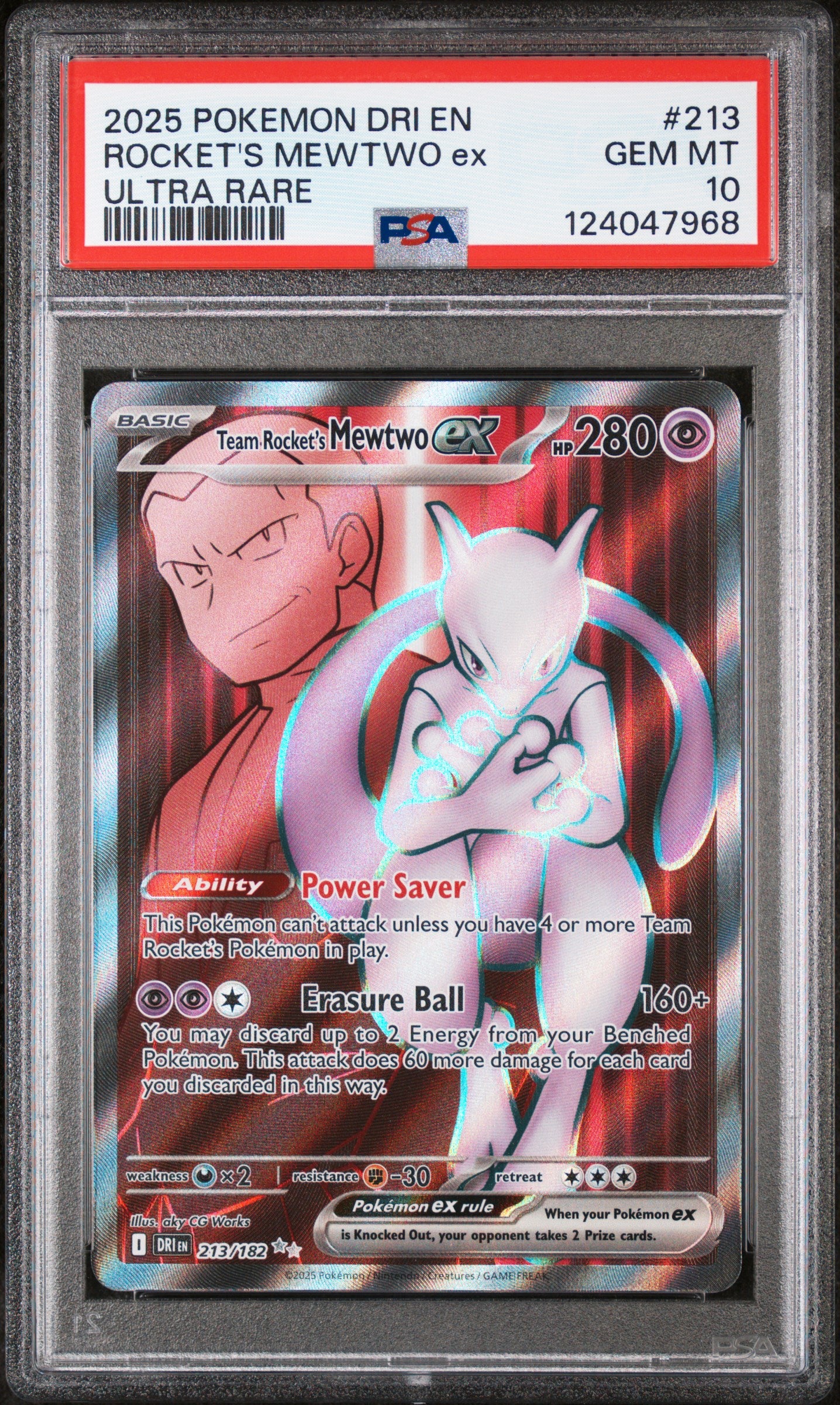 2025 Pokemon Dri En-Destined Rivals Ultra Rare Rocket'S Mewtwo Ex 10 PSA #213