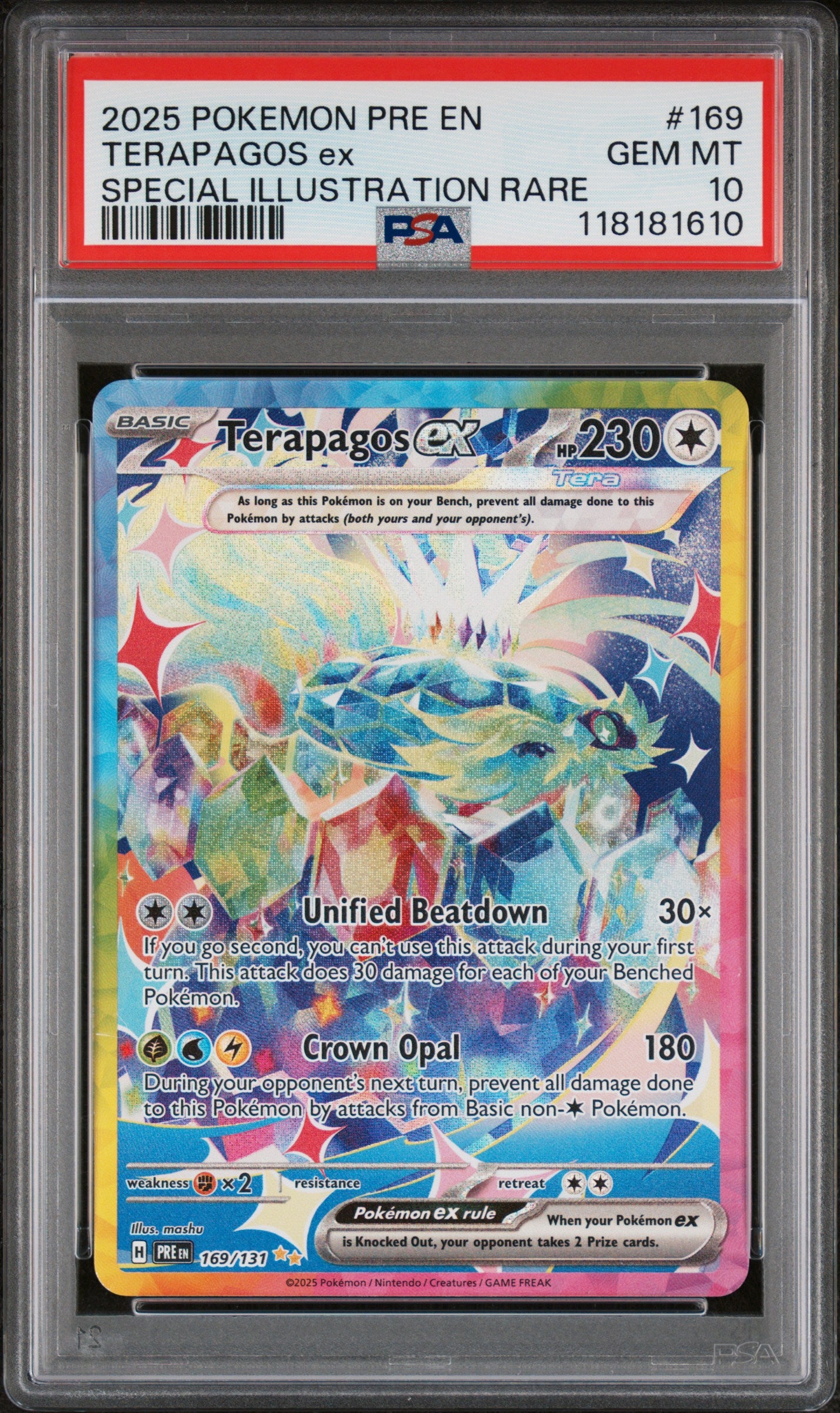 Pokemon Prismatic Evolutions Special Illustration Rare Terapagos Ex 10 PSA #169